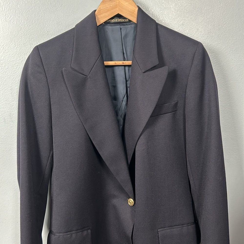 Marks & Spencer Dark Navy 100% Wool Single Breasted Blazer EUR 38 petite fit - Picture 3 of 16